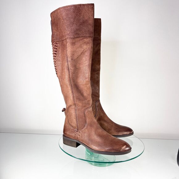 Vince Camuto Patamina Leather Boots Brown Over the Knee Riding Equestrian - Picture 1 of 11